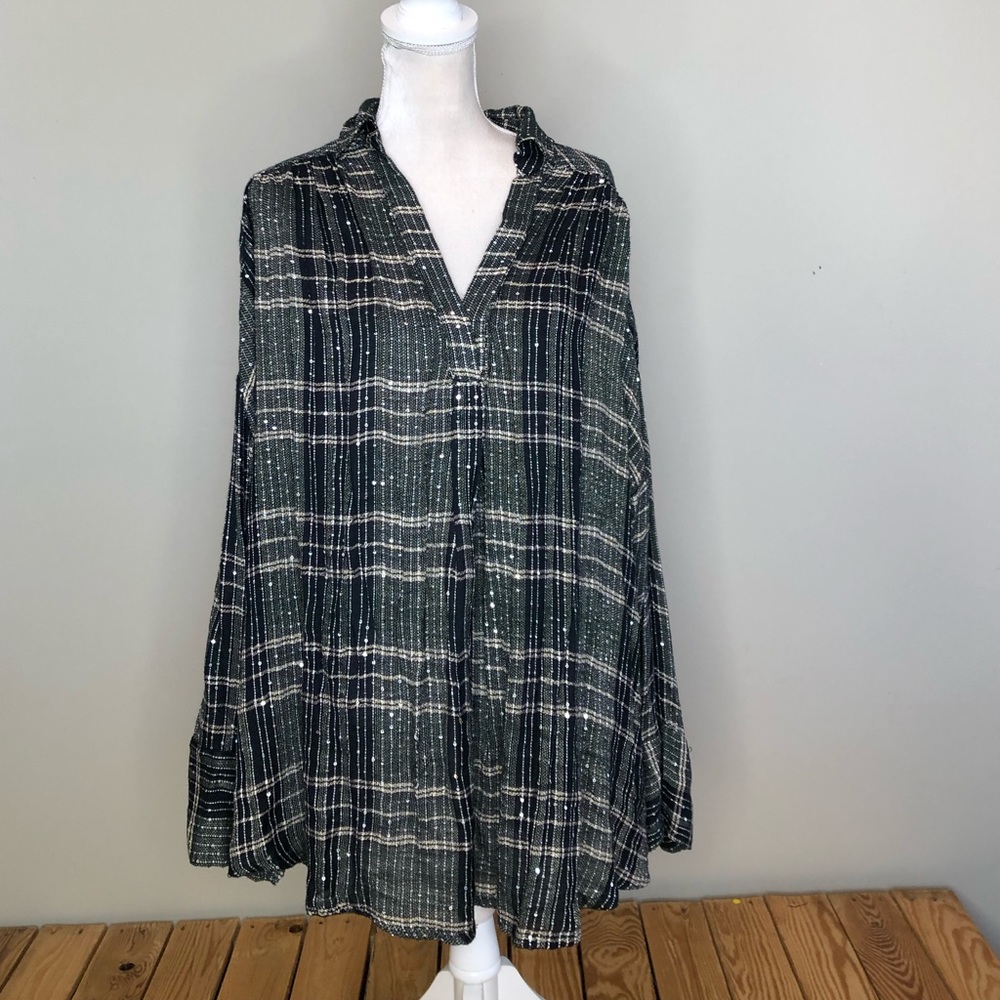 Free People Long Sleeve Blouse with Sequins